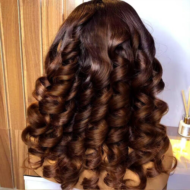 Perruque Lace Front Wig naturelle sans colle, cheveux naturels, rebondissants, ondulés, bouclés, à reflets bruns et blonds, densité 150%, pour femmes