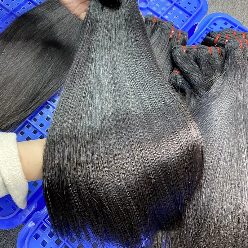 Poules à cheveux raides vierges 100% extension de cheveux humains Double trame ne tombe pas