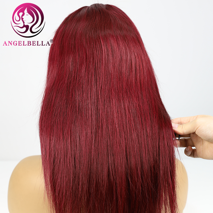 99J Bourgogne rouge Bourgogne Hair Wig Bone droite