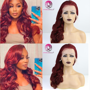 Couleur rouge Body wave dentelle Perruques avant Vierge humaine vierge