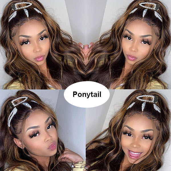 Body wave mettant en évidence les perruques avant en dentelle des cheveux humains
