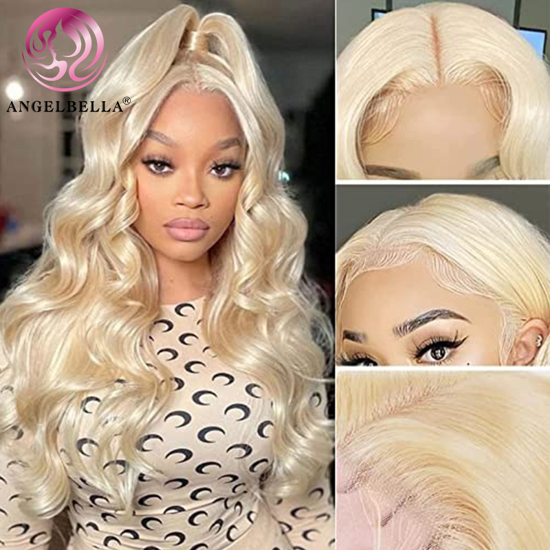Angelbella Queen Doner Virgin Hair Wholesale Body Wave 13X4 613 Full Human Heuv Hy Hd Lace Frontal Wig With Baby Hair