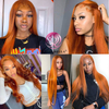 Angelbella DD Diamond Hair 13X4 530 # Ginger Orange Roir Human Human Transparent Lace Front Perruques à vendre