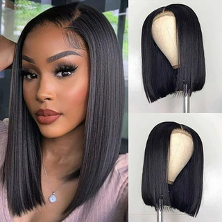 Coiffes brésiliennes de haute qualité de haute qualité de haute qualité 10 pouces brésiliennes transparents de dentelle transparente coiffure humaine silky raide bob perruques pour les femmes