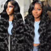 De haute qualité 30 pouces transparent 4x4 5x5 Wig de fermeture en dentelle sans glue coiffure humaine 180 Wigs de vague de carrosserie pour femmes noires