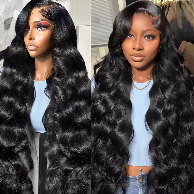 De haute qualité 30 pouces transparent 4x4 5x5 Wig de fermeture en dentelle sans glue coiffure humaine 180 Wigs de vague de carrosserie pour femmes noires