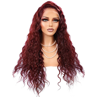 Angelbella 13x4 180% densité sans glue brésilien cheveux humains transparent perruques frontales 99J Water vague dentelle perruque avant pour les femmes