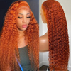 En gros 30 pouces 13x4 180% densité Gingembre Orange Couleur en dentelle bouclée profonde perruque frontale 13x4 HD Pernues en dentelle transparente