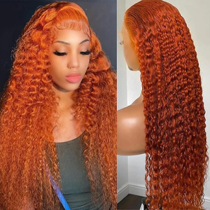 En gros 30 pouces 13x4 180% densité Gingembre Orange Couleur en dentelle bouclée profonde perruque frontale 13x4 HD Pernues en dentelle transparente