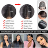 En gros, 180% de densité transparente 4x4 Clôture en dentelle Perruque à cheveux raides Perruques de cheveux humains sans gllue pour femmes noires