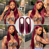 Brésilien Remy Hair Wig Vin rouge coloré 150% densité 13x4 dentelle frontale