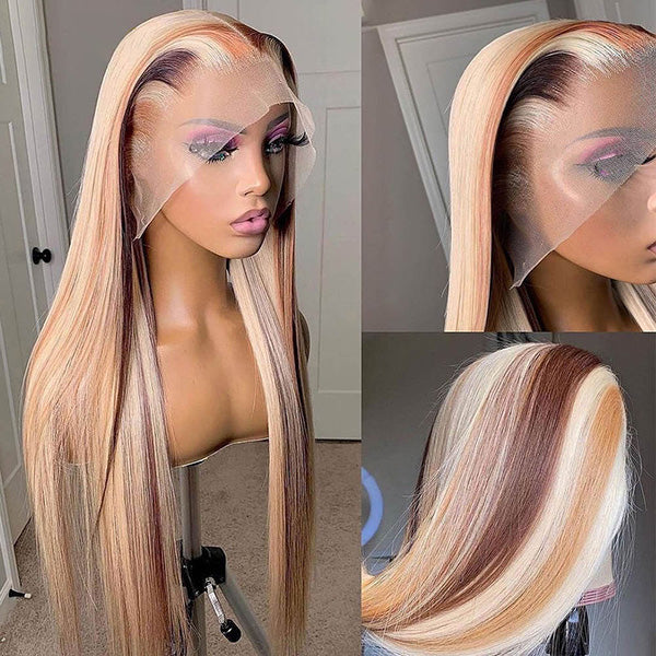 Hair Straight Wig Perruque Human Hair Wigs 4/27 Ombre 13X4 Lace Front Human Hairs Wigs Brésilien Brésilien Lace Lace Fermeure Wigs