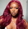 Bourgogne 99J Red Color Body Wig Wig Lace Lace Pernues