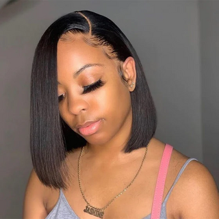 8 à 14 pouces 13x4 dentelle avant 150% densité courte partie latérale Bob perruque