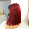 Remy Cheveux sans glue sans lace avant perruques de cheveux humains Red Bourgogne 99J Couleur 150% densité raide Perruque à cheveux humains avec bang