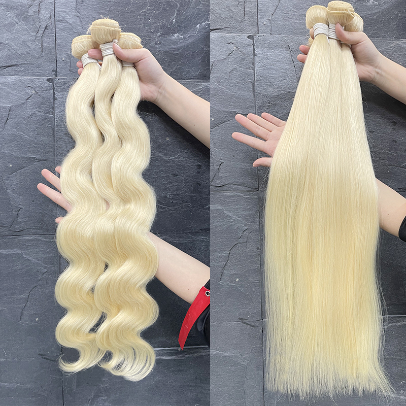 Les meilleurs tissages de cheveux brésiliens blonds 613 avec fermeture