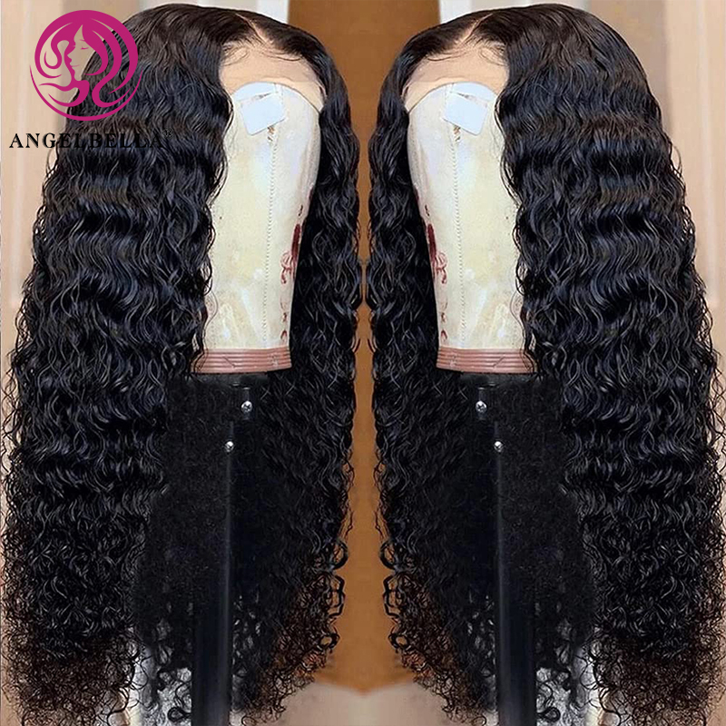 Angelbella Queen Doner Virgin Hair 13x4 Brésilien Full Lace Wave Deep Transparent Swiss Lace Frontal Human Hair Wigs