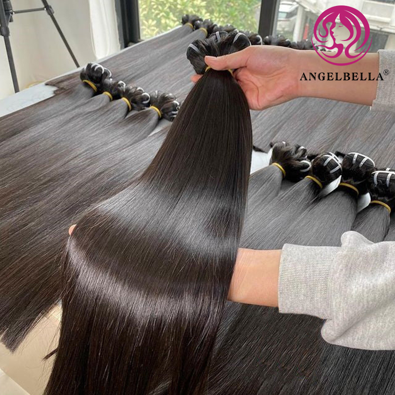 Angelbella Queen Doner Virgin Hair Cambodien cru cambodgien Straitement Natural 1B # Poules de cheveux humains alignés par la cuticule