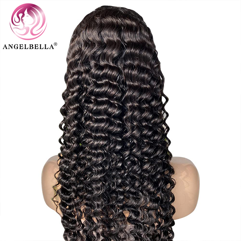 Angelbella DD Diamond Hair 13x4 Transparent Lace Frontal Deep Wave Human Human Hair Wig