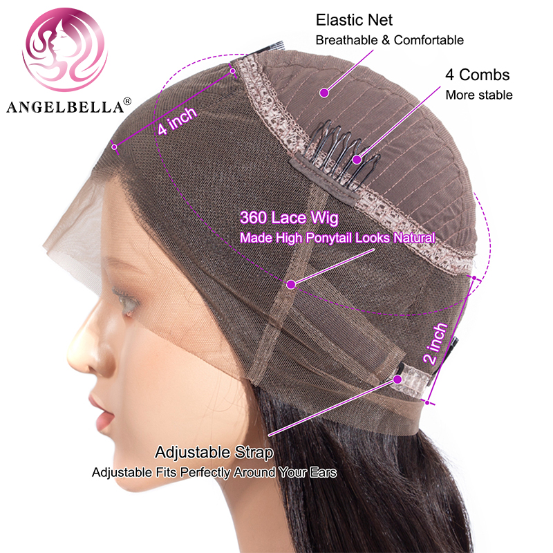 Angelbella Queen Doner Virgin Hair 360 HD Lace Wig Heuvrages Human Human Natural Natural Préal Frontal Perreale pour femmes noires
