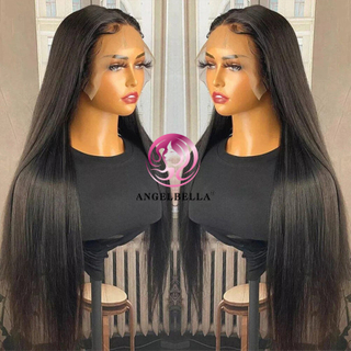 Angelbella Queen Doner Virgin Hair 13x6 HD Swiss en dentelle frontale avec perruque frontale en dentelle droite