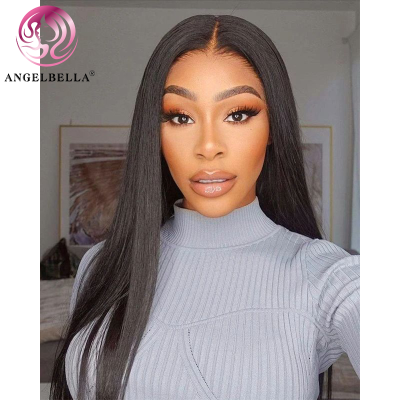 Angelbella Queen Doner Virgin Hair invisible HD Transparent Lace Fermeure Ginger Lace Front Wig Hair Human