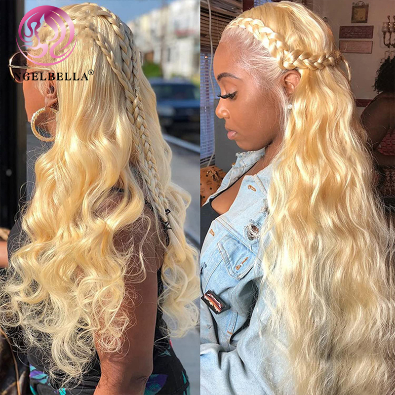 Angelbella Glory Virgin Hair Human Human 13x4 613 # Body Wave HD Full Lace Front Pernues 