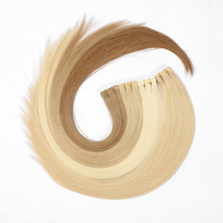 Ruban blonde naturel en gros dans les extensions de cheveux 100% cru vierge humain raide invisible osse blonde claire