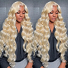 13x4 de haute qualité 180 densité HEURS HEURS LACE BORGE BORGE COLOR COURCE 613 BLONDE CORPS WAVE SOLESS WIGS FRONTÉAL