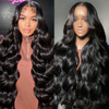 Black naturel de haute qualité Noir 220% Body Wave HD HD sans glue Human Heuv Hair Lace Fermeure Wigs for Black Women