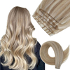 AngelBella Extension de cheveux humains Full Shine Genius - 50,8 cm - Couleur blond cendré - Blond cendré - Extensions de cheveux blonds décolorés - Vrais cheveux humains attachés à la main