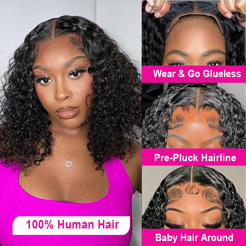 Perruque à vague profonde Remy Hair Part Lace Wig Pré-cueillette de dentelle de cheveux humains Wiigs