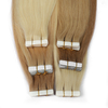 Extensions de cheveux humains en PU à trame plate, extensions de cheveux humains Remy avec trous, blond cendré, reflets blonds 18/613, ruban adhésif invisible pour femme