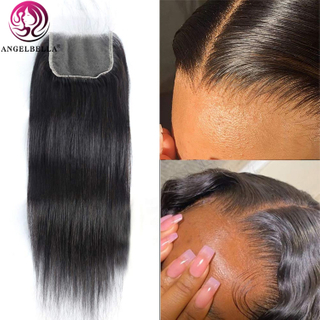 Tissage de cheveux humains avec fermeture en dentelle transparente 4x4
