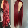 Brésilien Remy Hair Wig Vin rouge coloré 150% densité 13x4 dentelle frontale