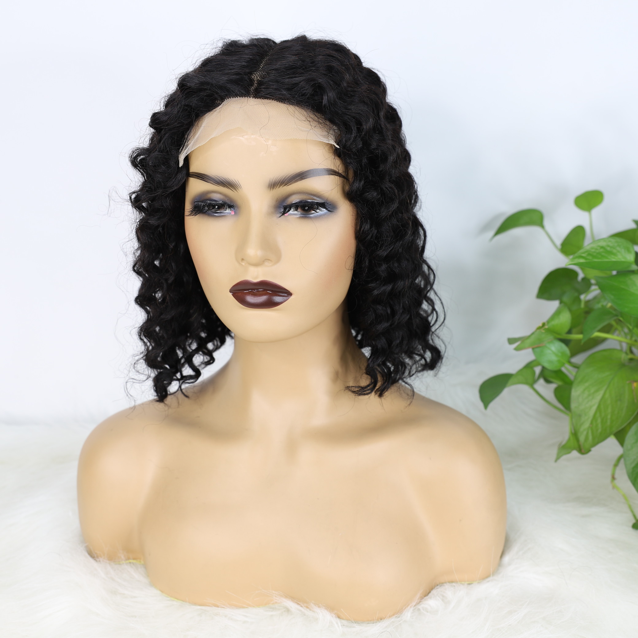 Clôture en dentelle à vagues courtes Bob Wig T Partie 4x1 Remy Human Hair
