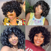 Bob de gros perruques de cheveux humains Front sans mon glue sans gluture 12 10 pouces Bob Wig Short Afro Rose Curly Wig