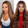 Angelbella Honey Blonde Highlight Ombre Bundles avec une partie gratuite de fermeture en dentelle 2x6