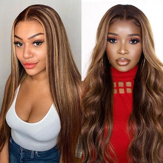 Angelbella Miel Blonde Highlight Ombre Bundles avec fermeture en dentelle 2x6 Partie libre
