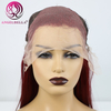 Perruque frontale droite 99J dentelle pré-cueillie brésilienne Remy Hair Wineless Wine rouge coloré à 150% de densité Human Hair Wig