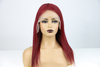 Perruque Lace Front Wig couleur bordeaux, longue et lisse, rouge, 99J