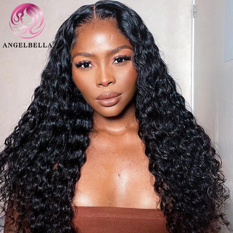 Angelbella dd Diamond Hair 13x4 Transparent Deep Wave Lace Lace Frontal Human Hair Wig