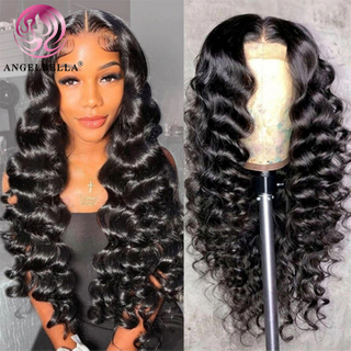 Angelbella Queen Doner Virgin Hair 13 × 4 HD Lace Lace Front Wig Deep Wave Virgin Human Hair Wigs for Black Women