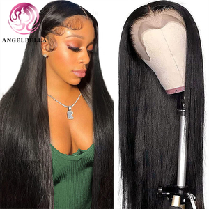 Angelbella dd Diamond Cheveux Real Cheveux droits 13x4 Transparent en dentelle Pernues avant pour femme