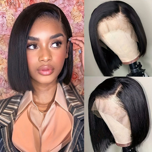 Couleur naturelle en gros 10 pouces Wig avant en dentelle sans glueless 180% densité droite à cheveux humains en dentelle de bob frontal pour femmes