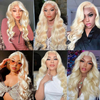 Vente en gros 613 vague de corps transparent en dentelle transparente perruques de cheveux humains vietnamiens crus 180 densité brésilienne en dentelle brésilienne pour femmes