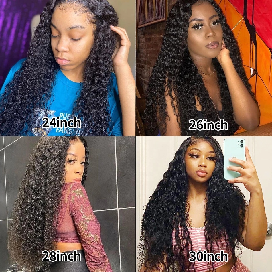 Black Natural Raw Indien Deep Deep Hd Lace Full Lace Front Pernues de cheveux humains bouclés Dee