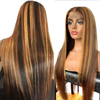 Ombre mettant en surbrillance 13x4 HD Perruques avant en dentelle transparente HEUR HEUR HEURE Honey Blonde 4/27 Pernes à cheveux humains à vague profonde pour femmes noires Wigs bouclés