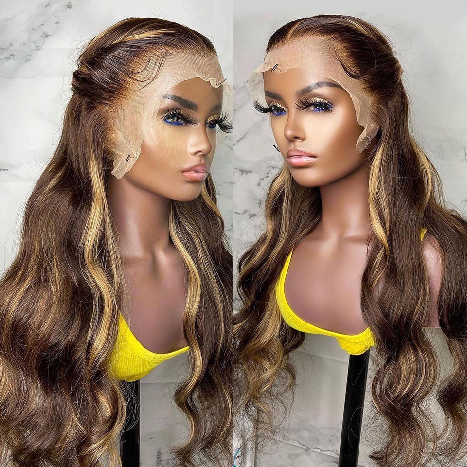 Highlight-Wig-Br&eacute;silien-Body-Wave-Wig-Lace-Front-Human-Hair-Perruques-Miel-Blonde-Wig-Remy-Hair