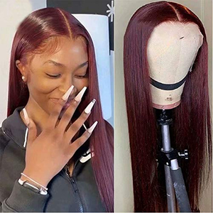 Angelbella Hair Straight Burgundy 99J Human Hair Wigs